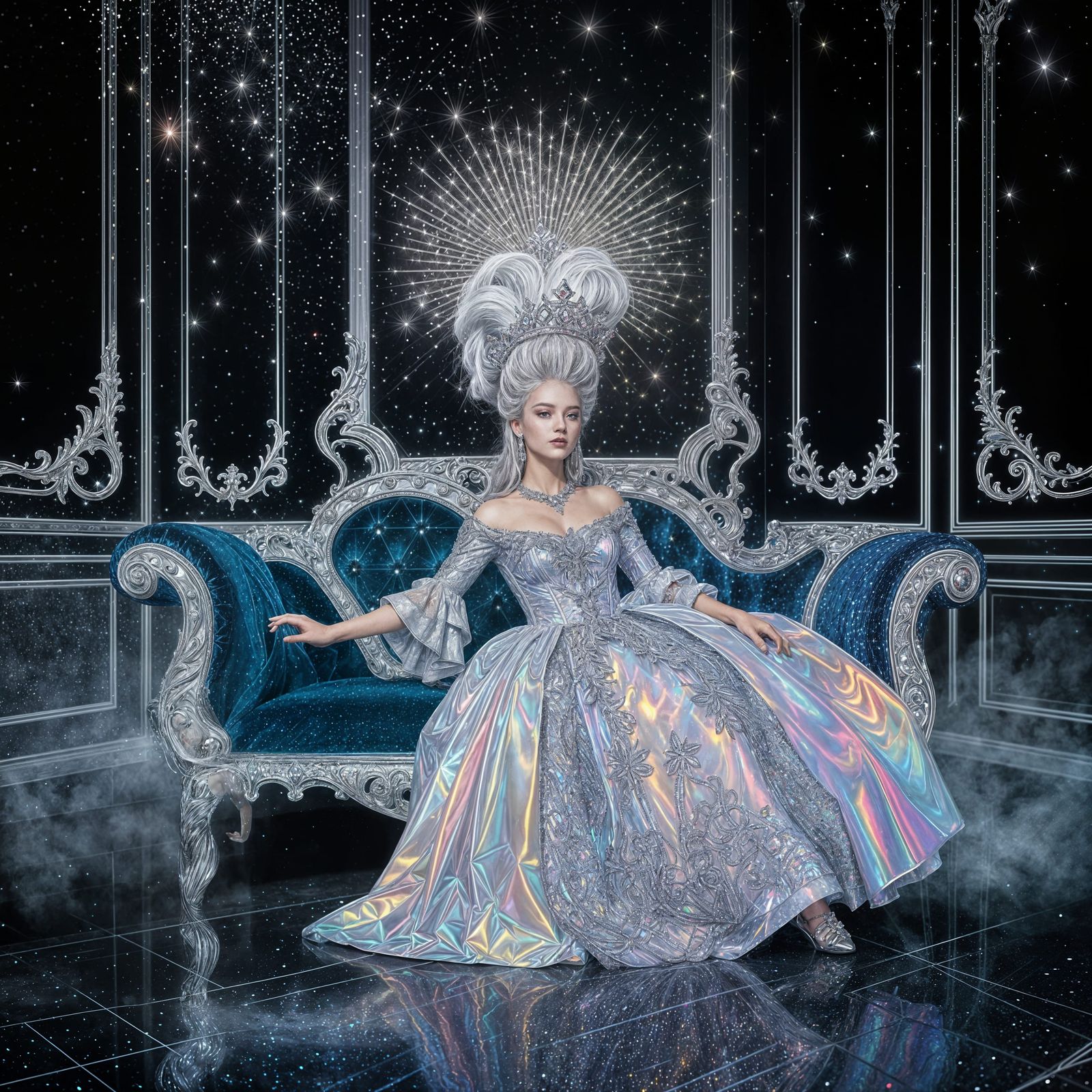 Marie Antoinette Portrait in Dreamlike Rococo Dimension