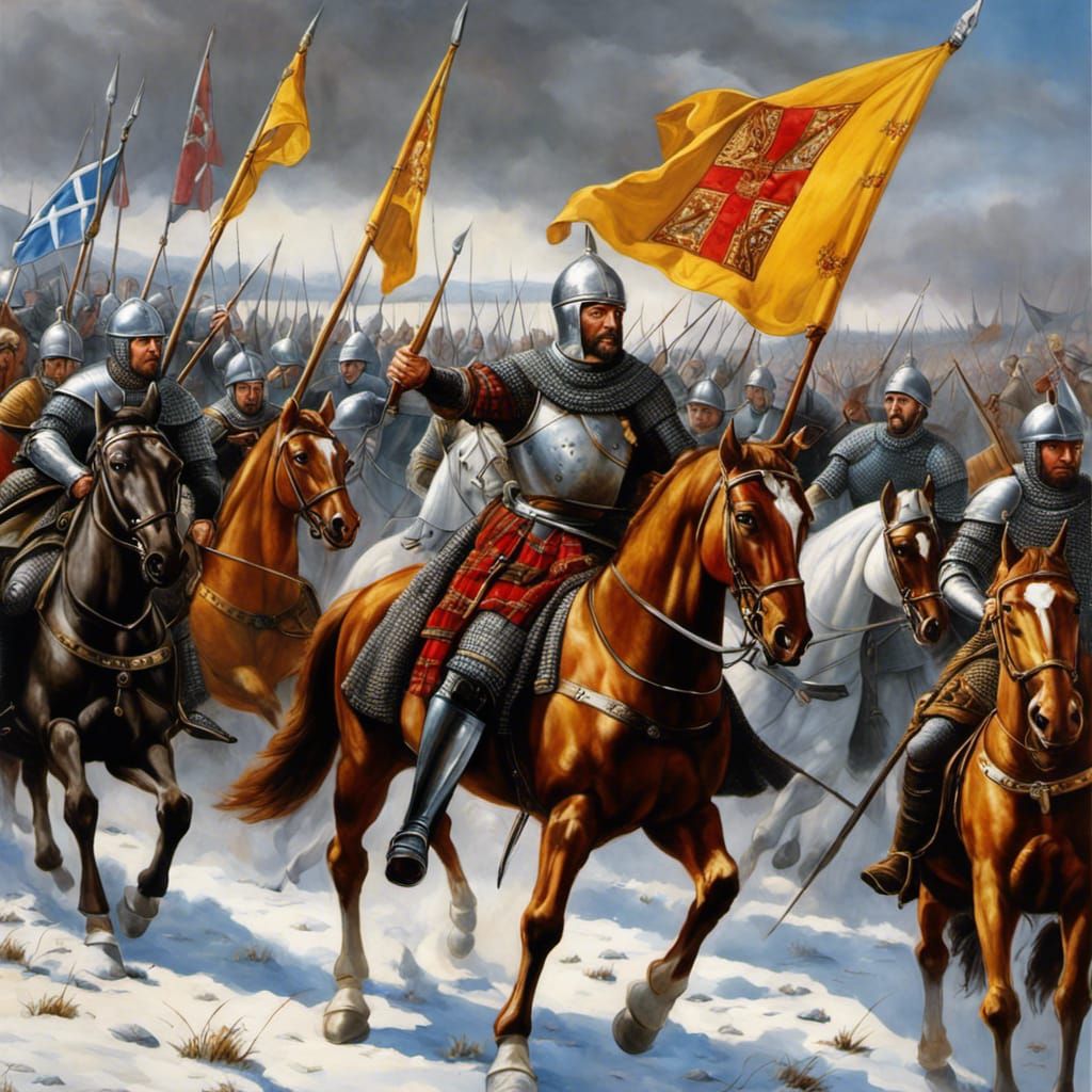 Robert the Bruce at Bannockburn: Medieval Oil Painting