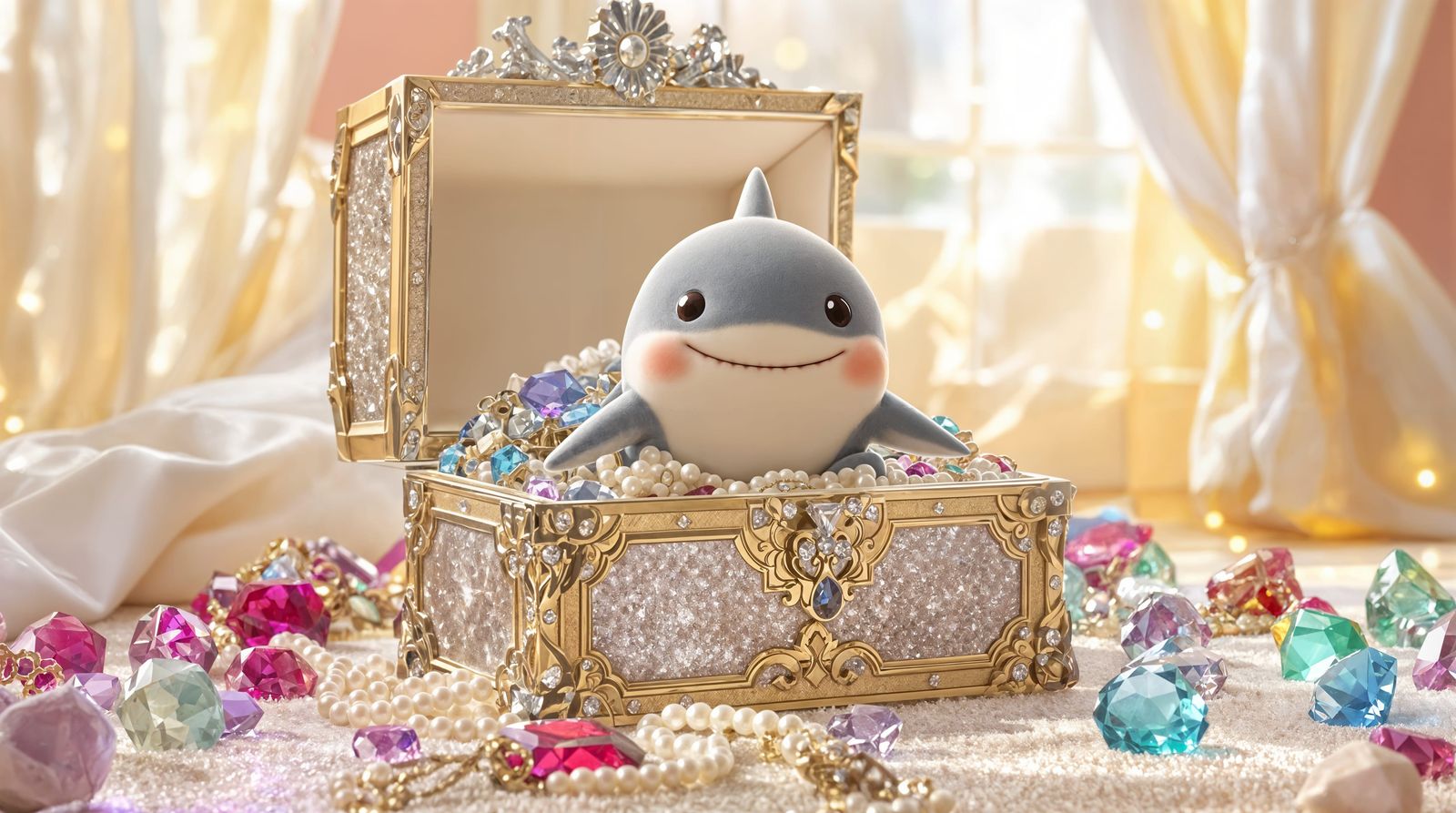 Chubby Baby Shark Adorns Opulent Jewelry Box