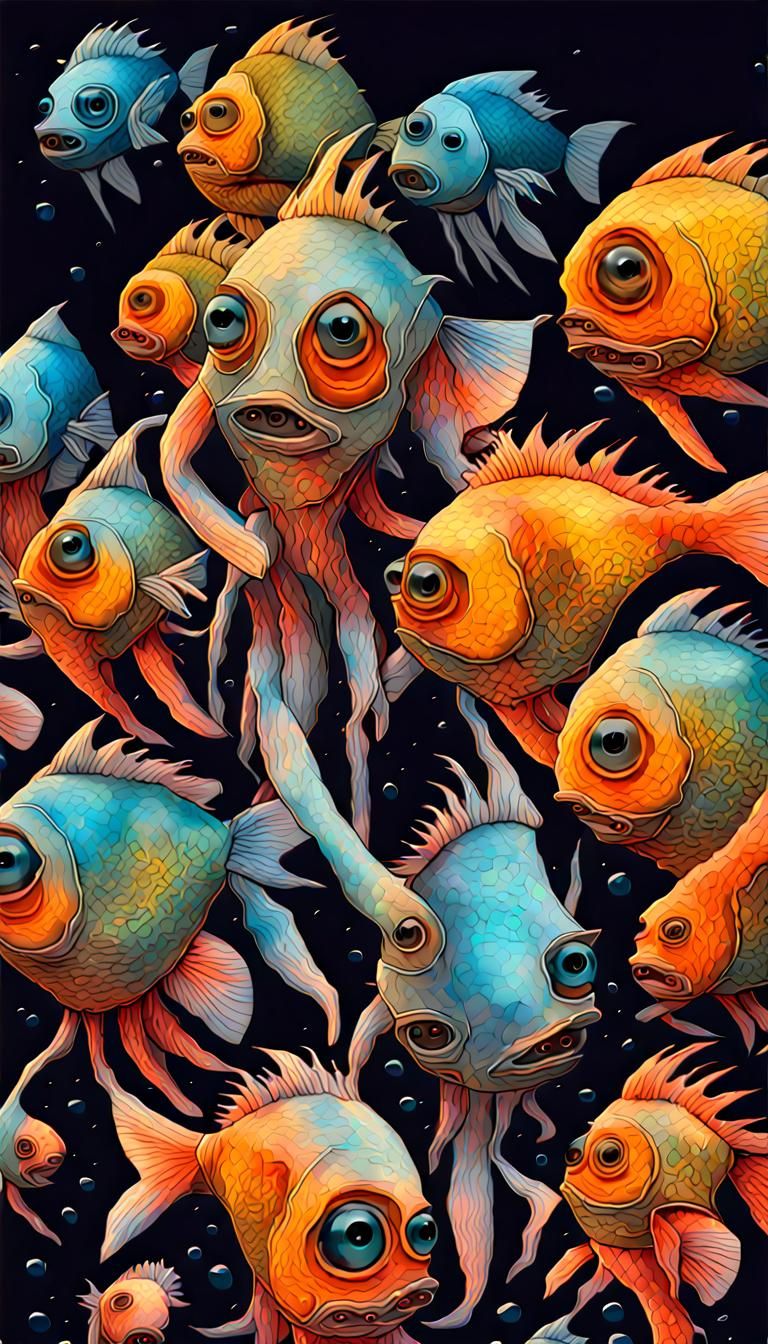 Sickly Deepsea Fish Humanoid in Photorealistic Horror Art