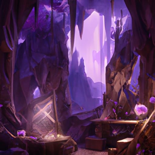 Fantastical Amethyst Cave Concept Art
