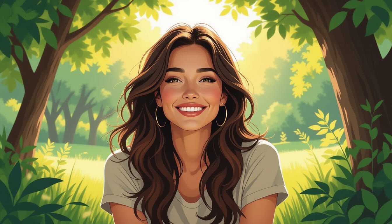 Woman in Park: Herge, Bilal, and Moebius Style