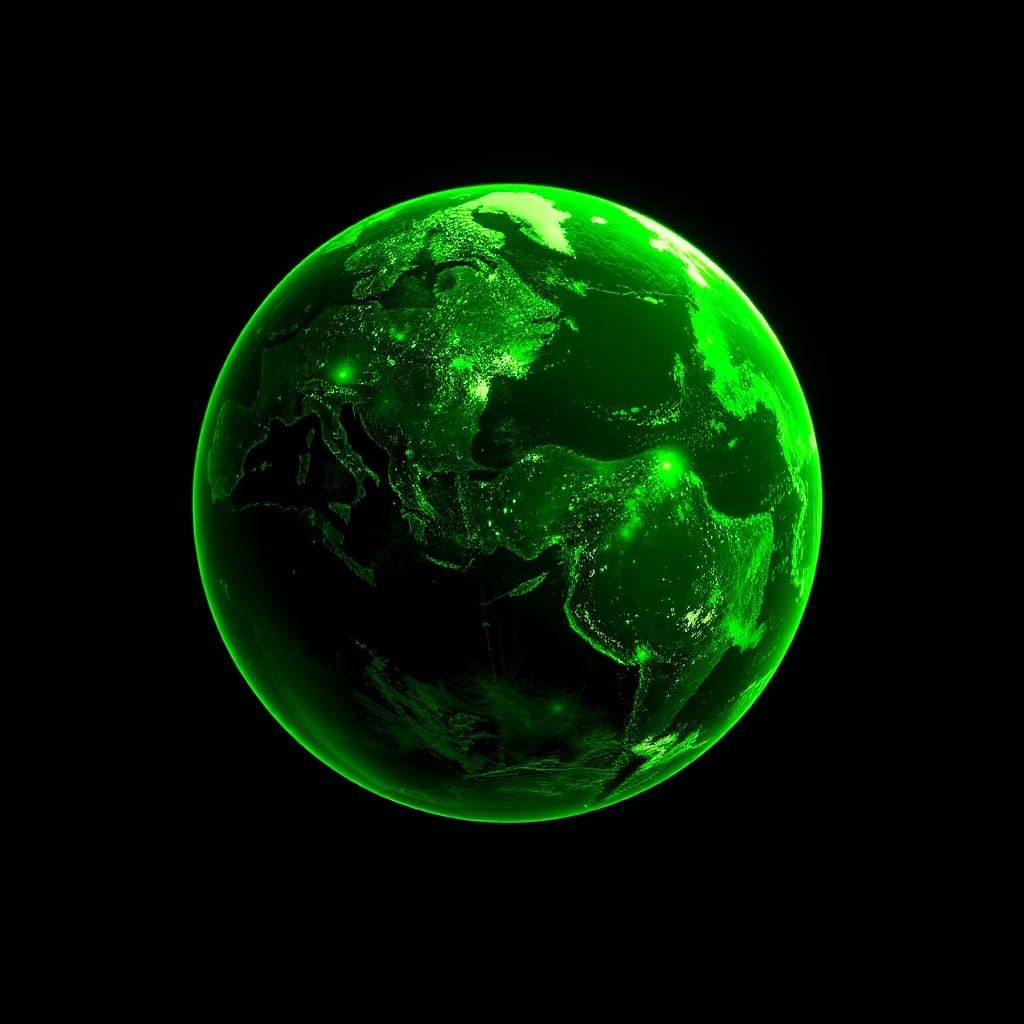 Glowing Emerald-Green Earth Portrait