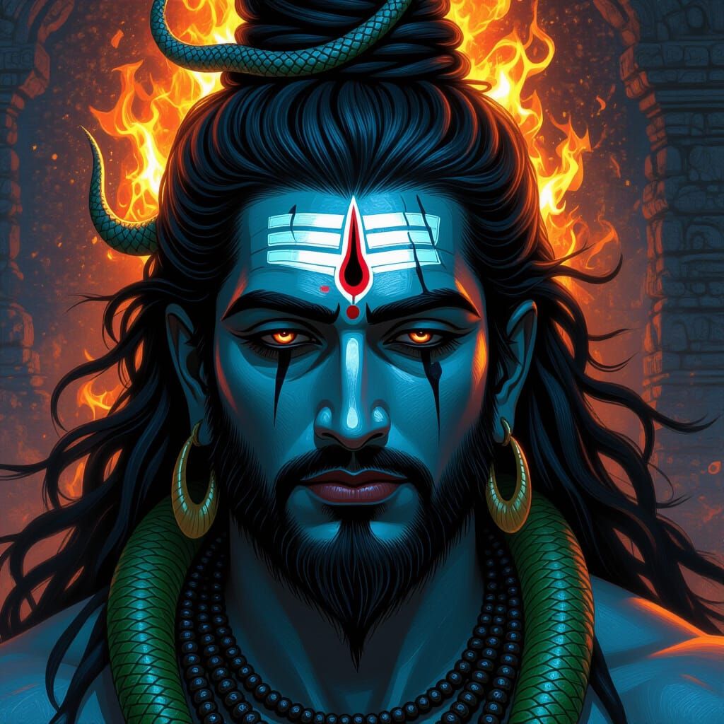 Lord Shiva's Face with Opening Third Eye