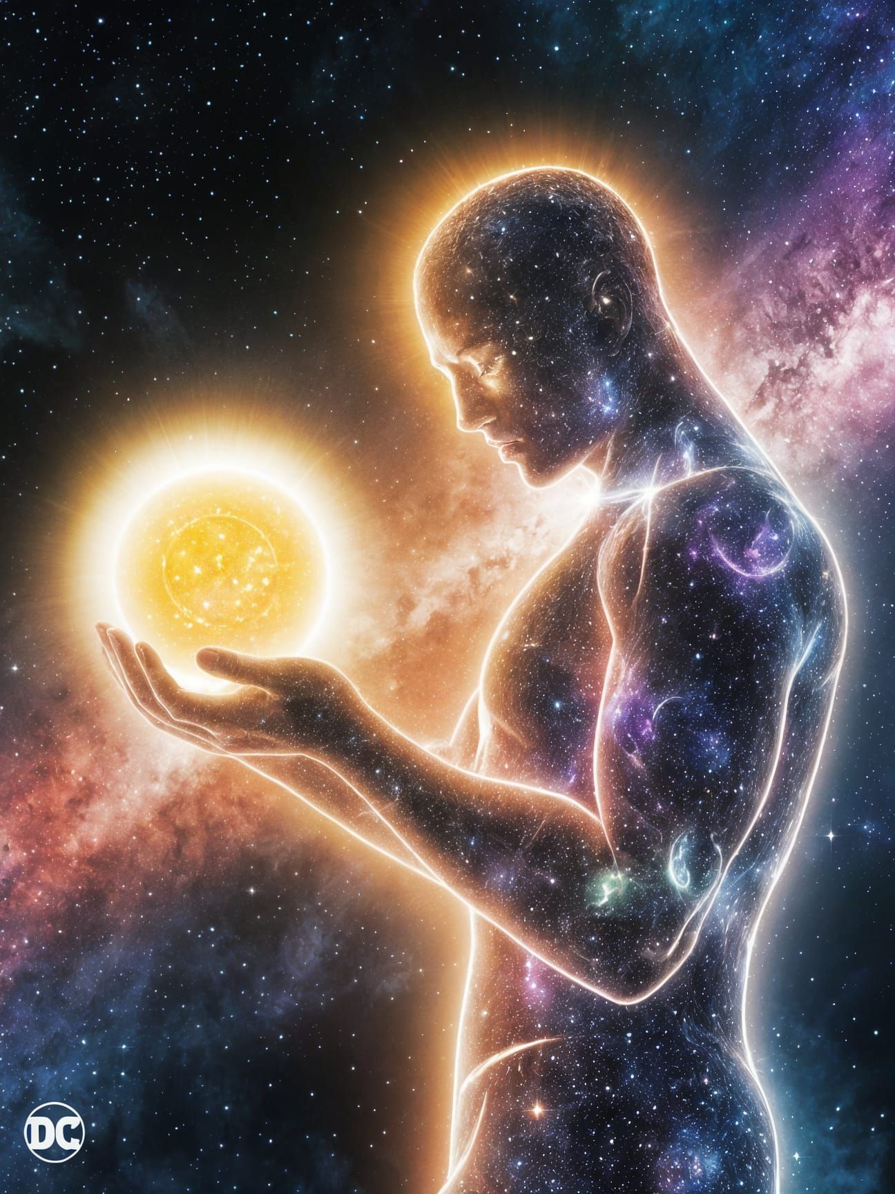 DC Comics-Inspired Celestial Being Holds Sun in Palm, Radiat...
