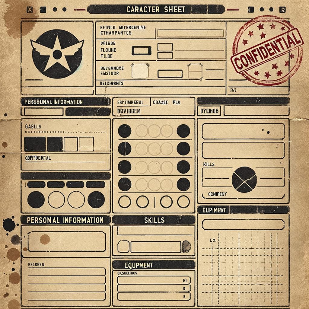 Detective Case File RPG Character Sheet