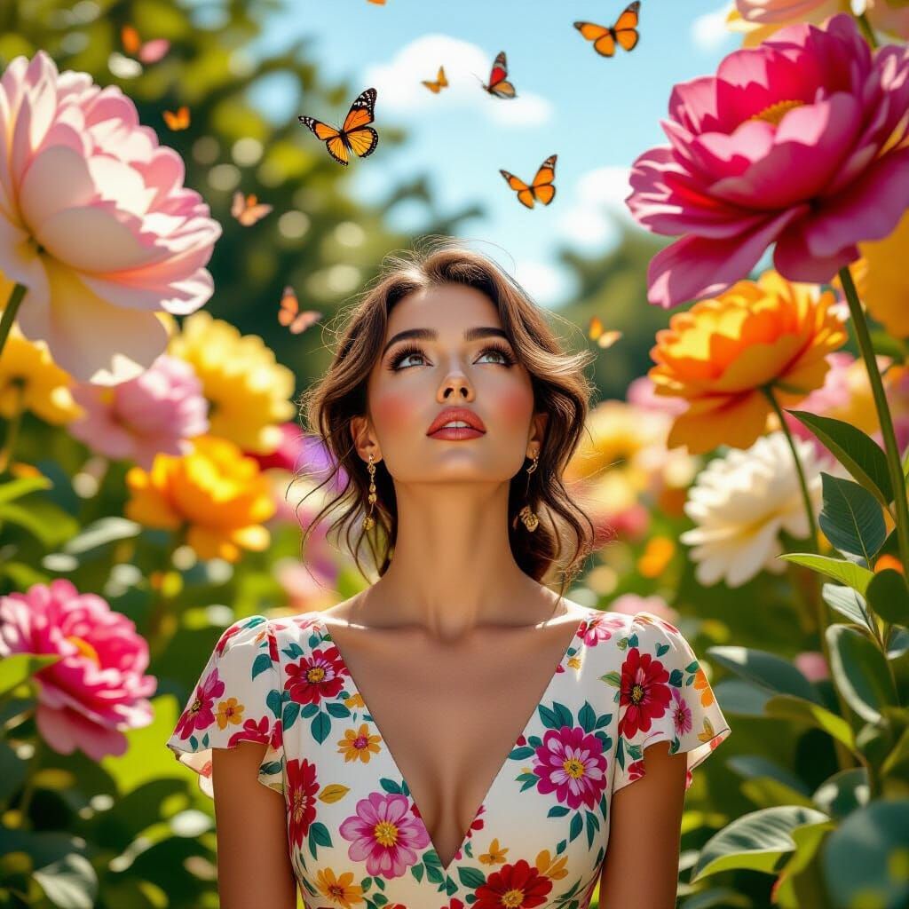 Towering over her head