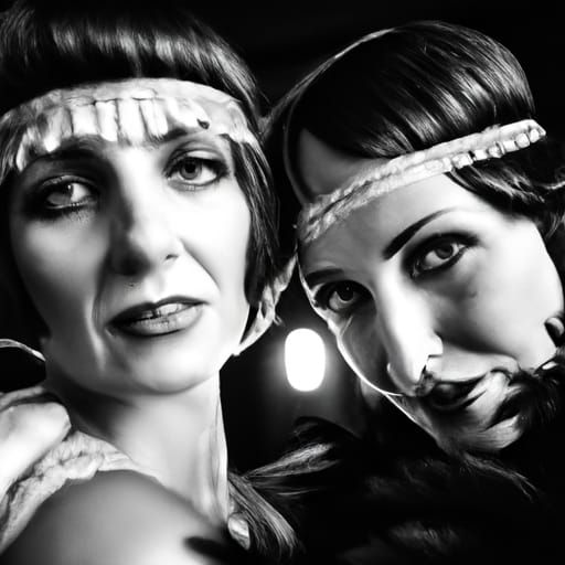 Elegant 1920s Jazz Flapper Girls Dancing