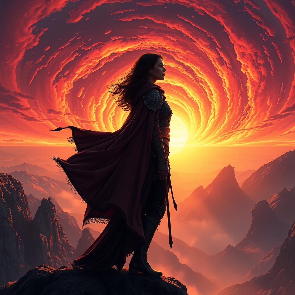 Silhouette at Sunset: Fantasy Art in Matte Painting Style