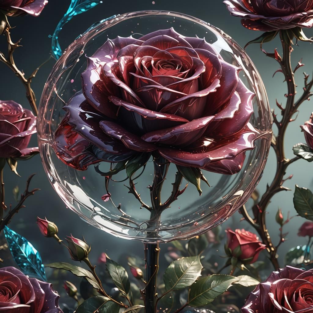 Fantastical Glass Rose in Detailed Matte Painting