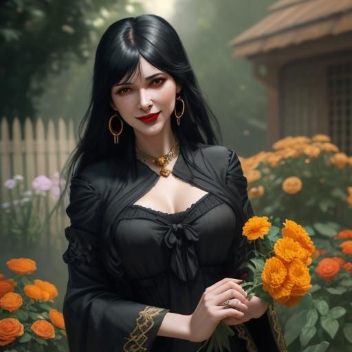 Marigold Kat in her garden