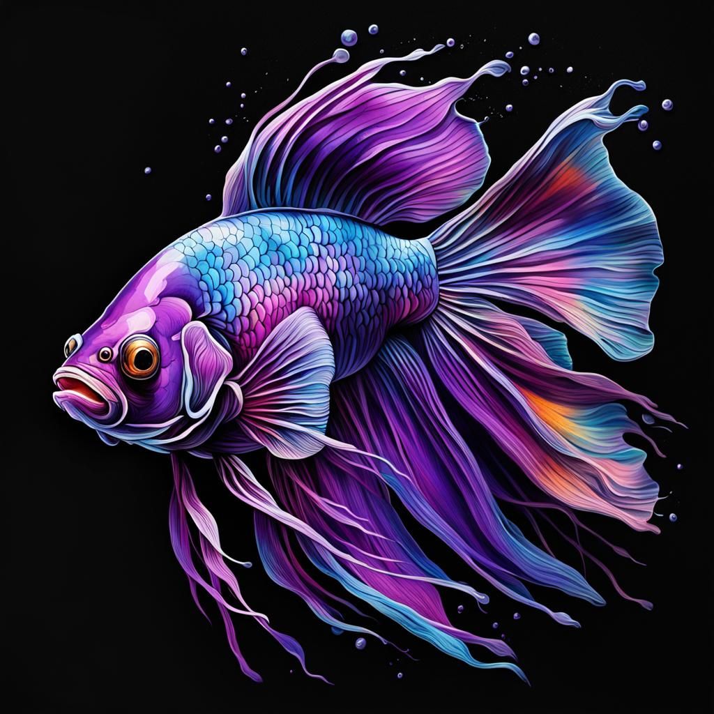 Monochromatic Purple Beta Fish Veins in Graffiti Art