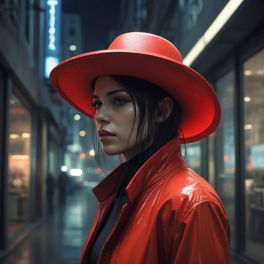 Mysterious Figure in a Futuristic Metropolis