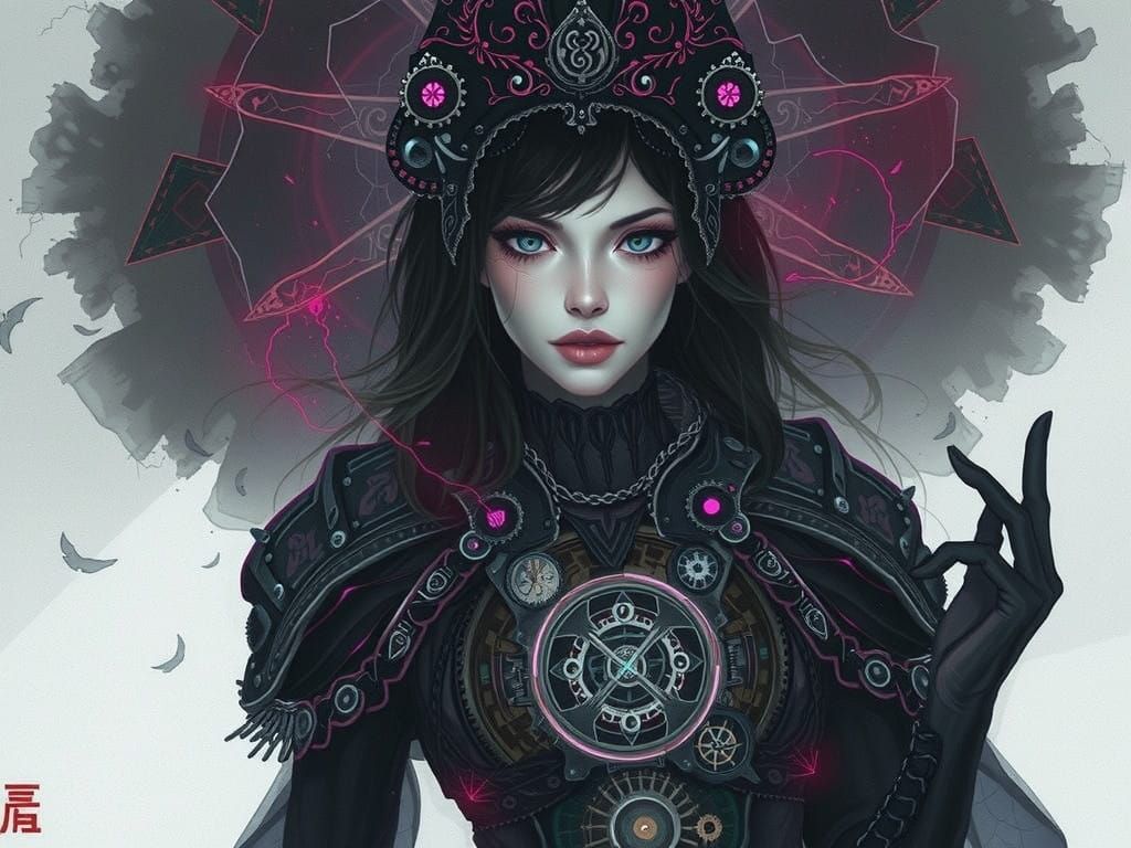 Ethereal Clockwork Sorceress in Dark Mystical Armor