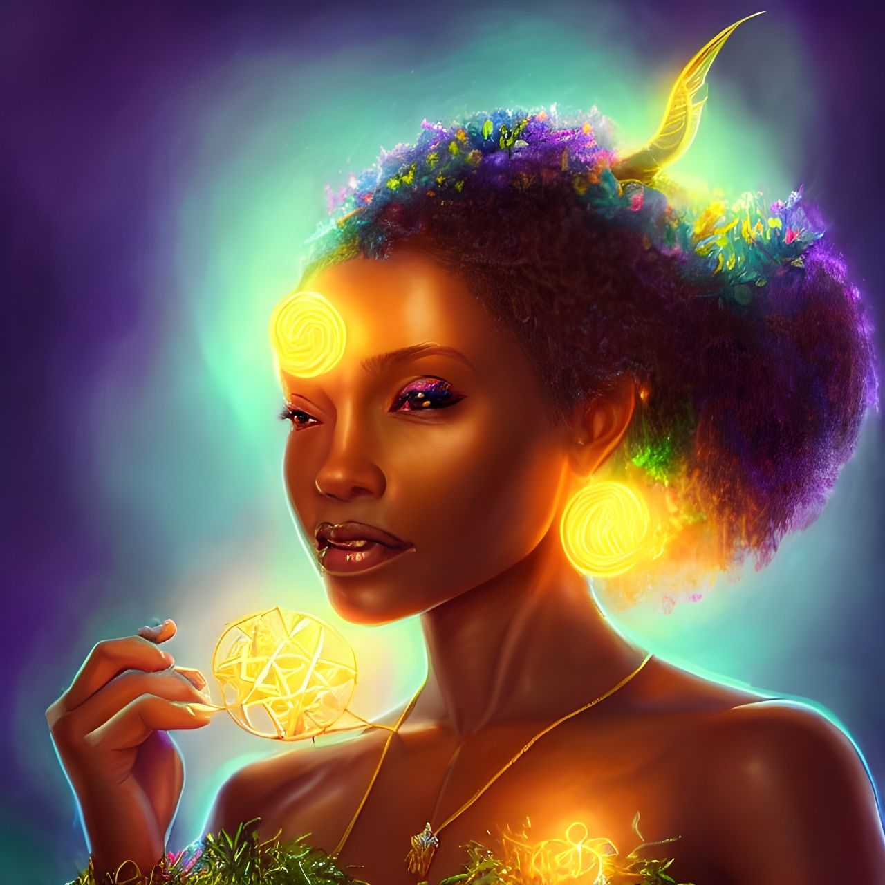 Beautiful Fairy Witch Surrounded by Magic in 8K