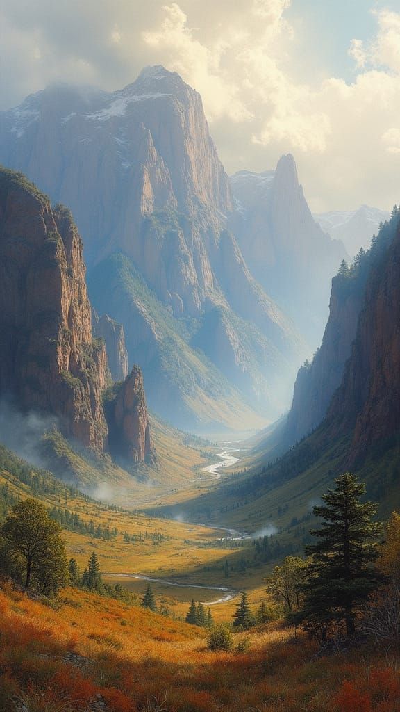 Andean Landscape in Watercolor Painting Style