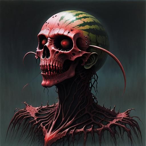 Watermelon Vampire in Beksinski Style