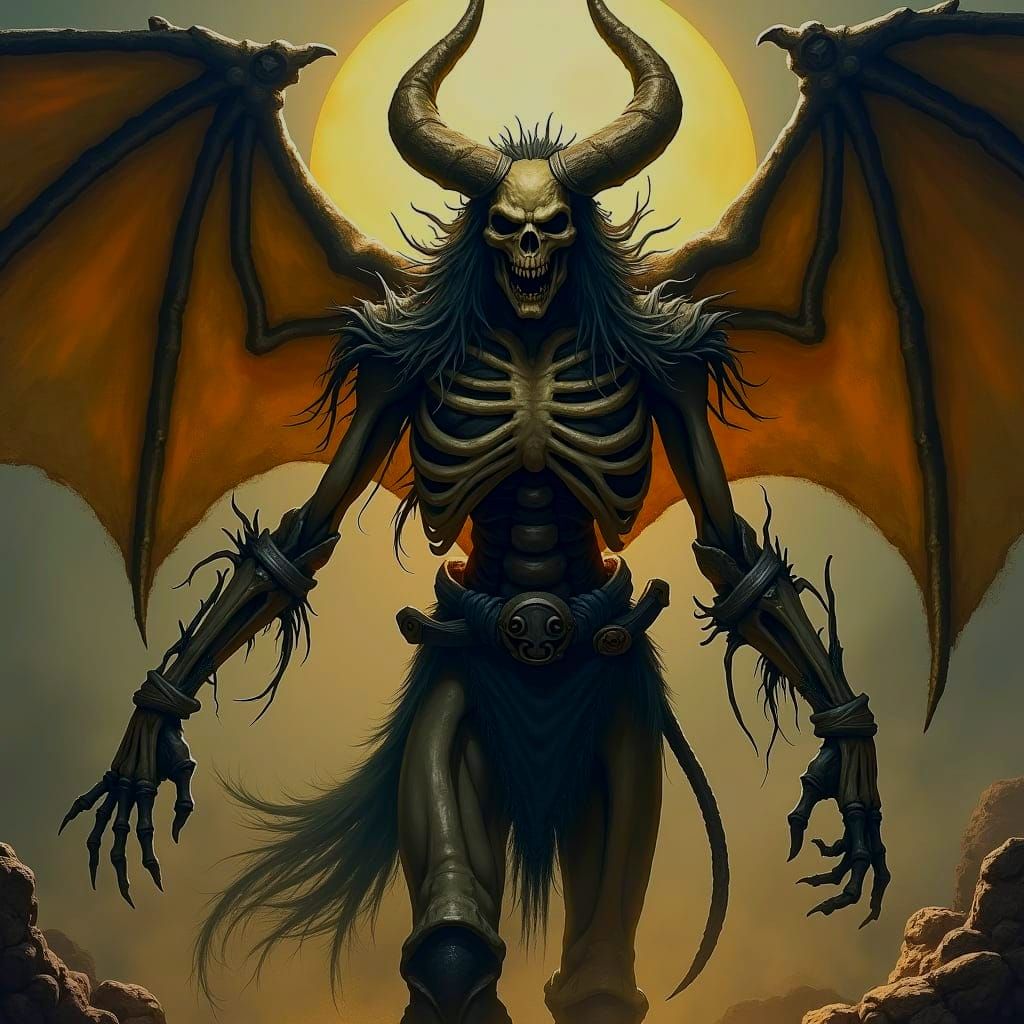 Bone Demon in Dark Fantasy Art Style