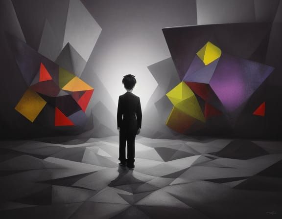 Surreal Boy Portrait in Paul Klee Style