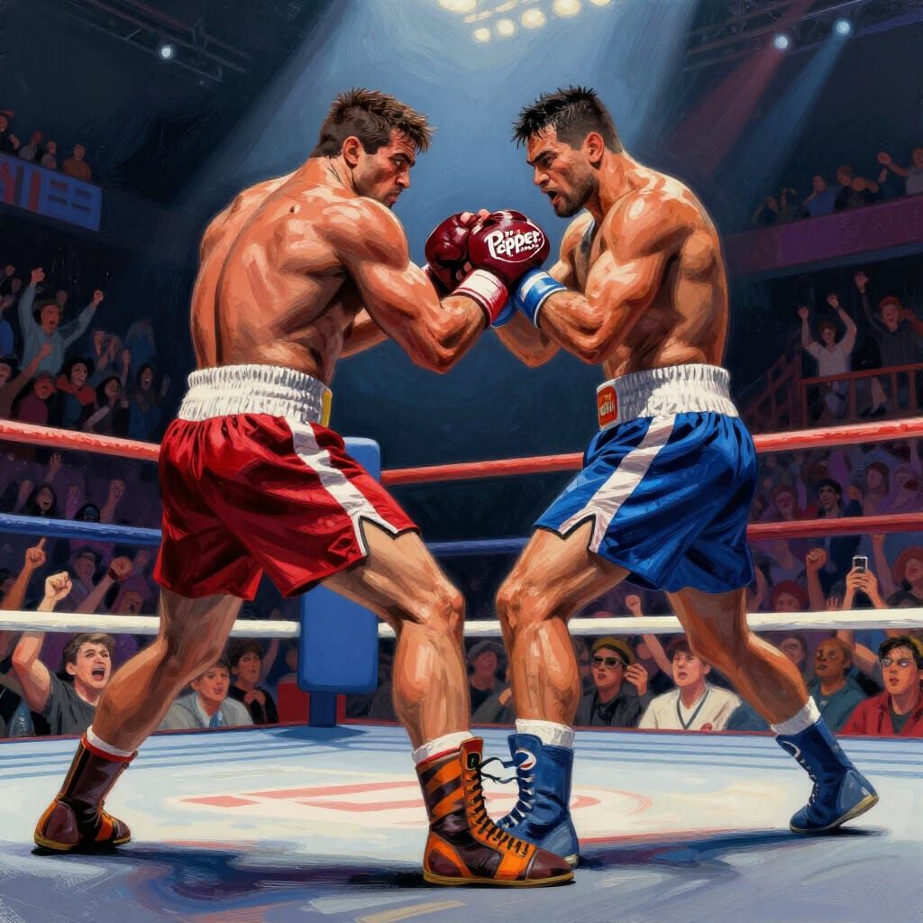 Dr Pepper vs Pepsi Boxing Match in Surreal Digital Art
