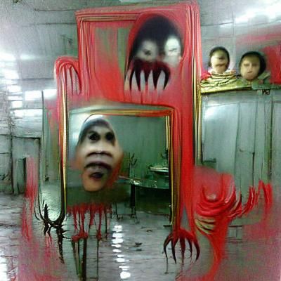 Horror Scene Reflected in a Mirror
