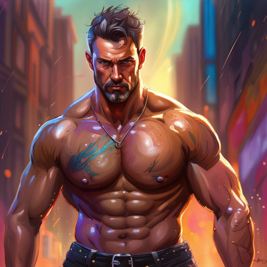 Hyperrealistic Leather Daddy with Amazing Bulge