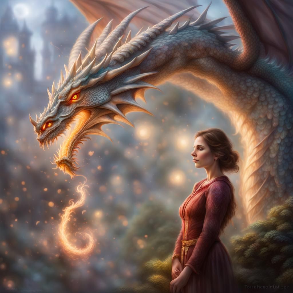 Ethereal Dragon Transformation in Fantasy Style