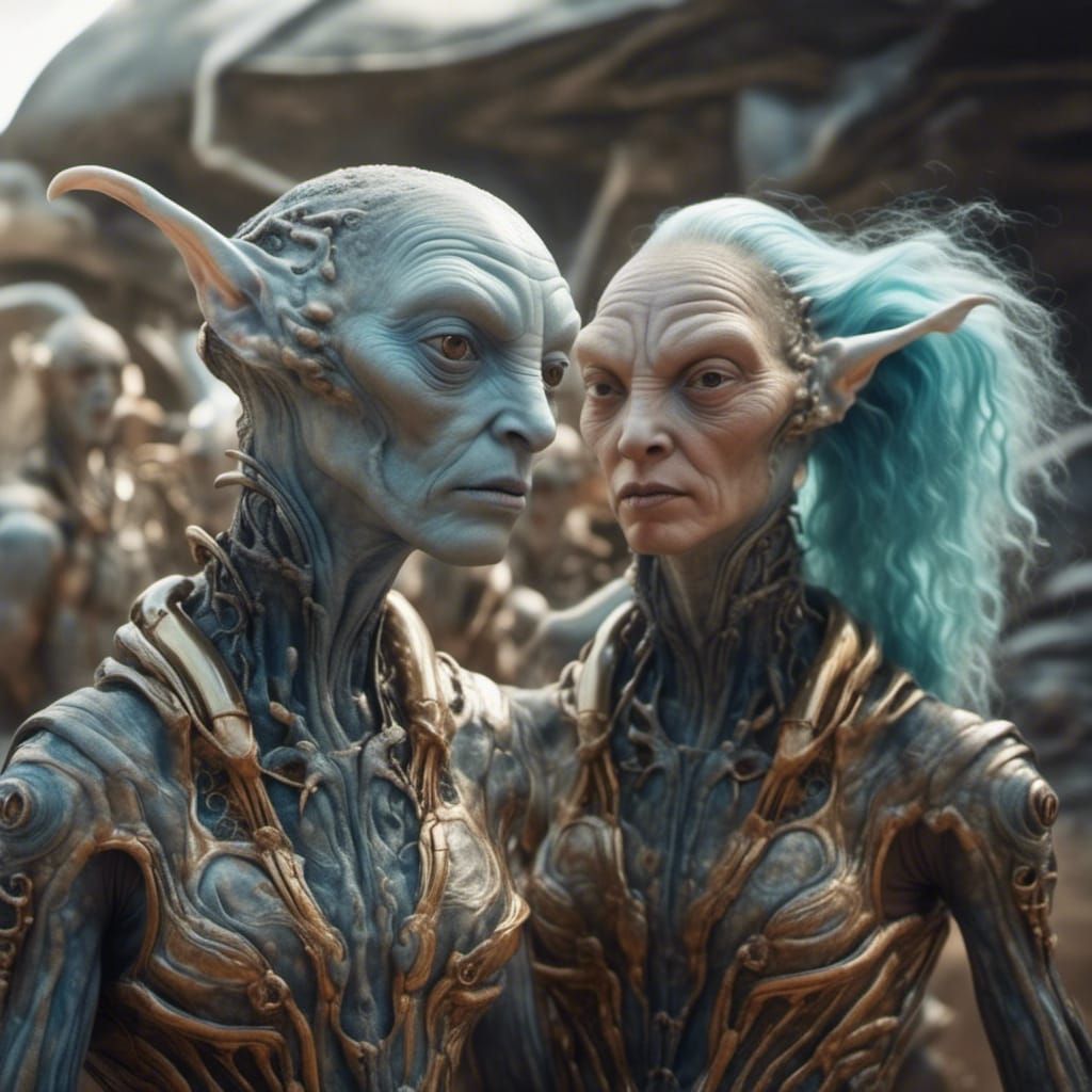 Hyperrealistic Alien Couple Holding Hands in Photorealistic ...
