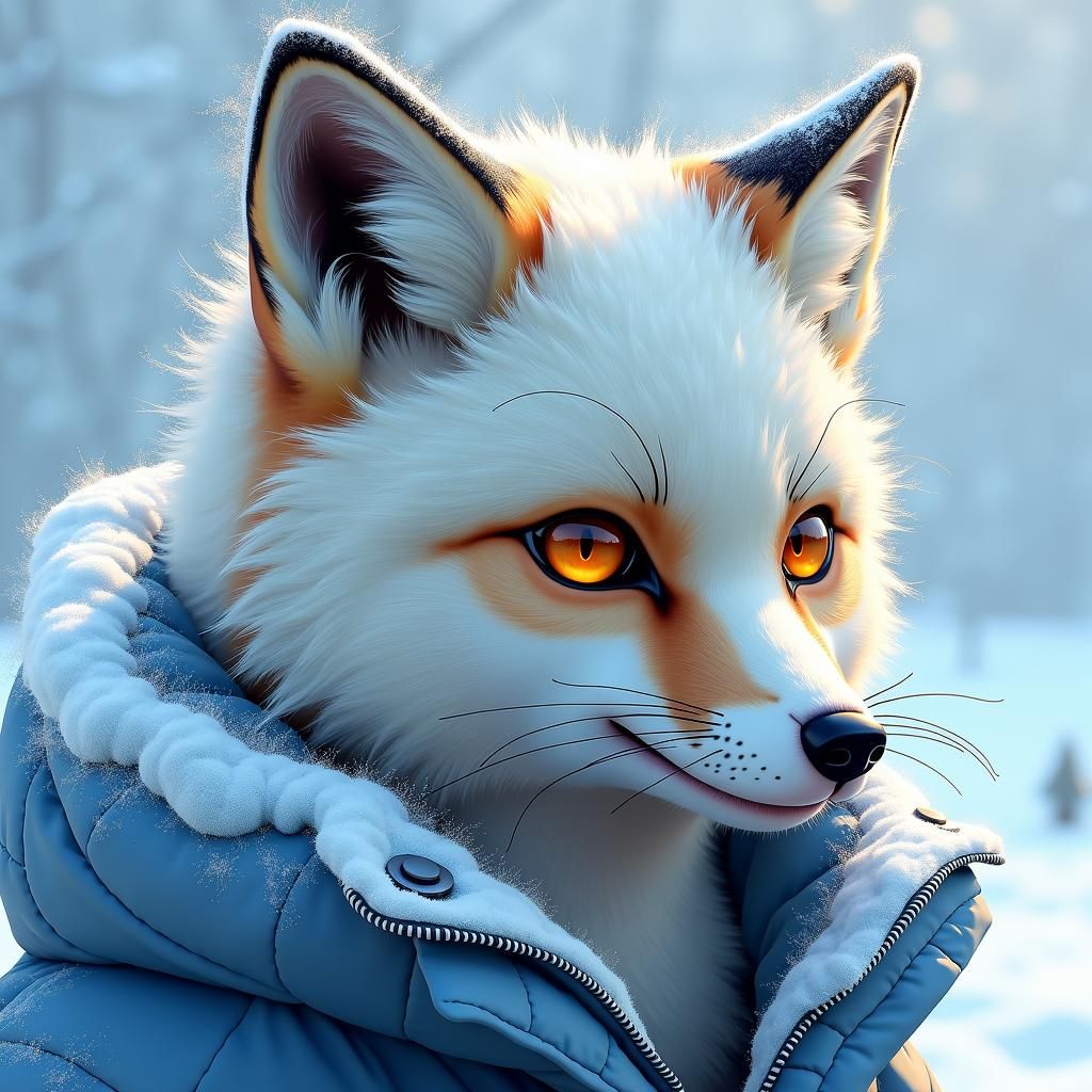Icy Arctic Fox Portrait in Digital Art Style