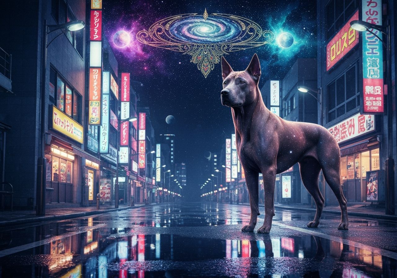 Cosmic Dog in Cyberpunk Tokyo