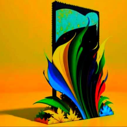 Psychedelic Fractal Leaves in Vivid Oil Painting