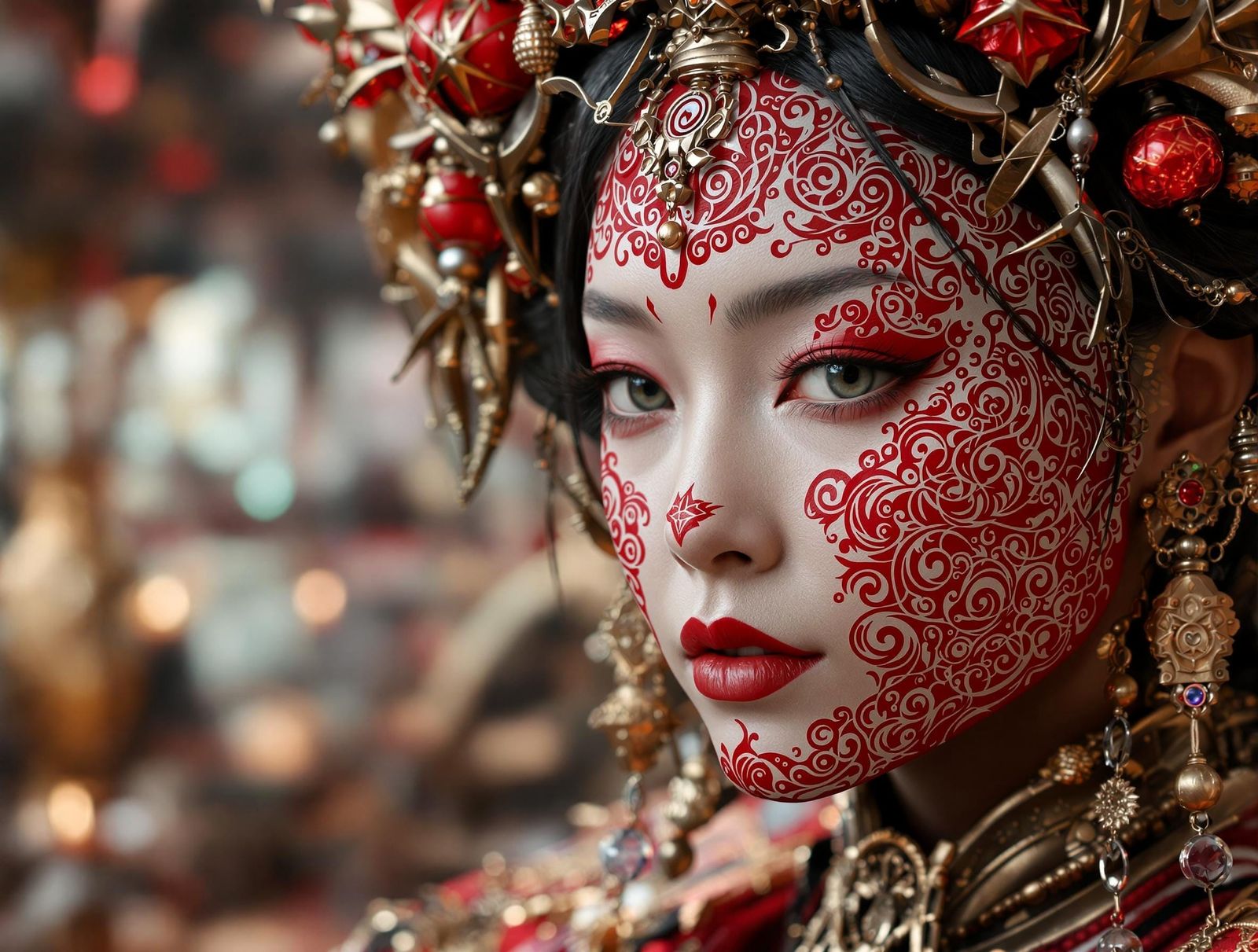 Victorian Asian Goddess in Traditional Japanese and Celtic F...