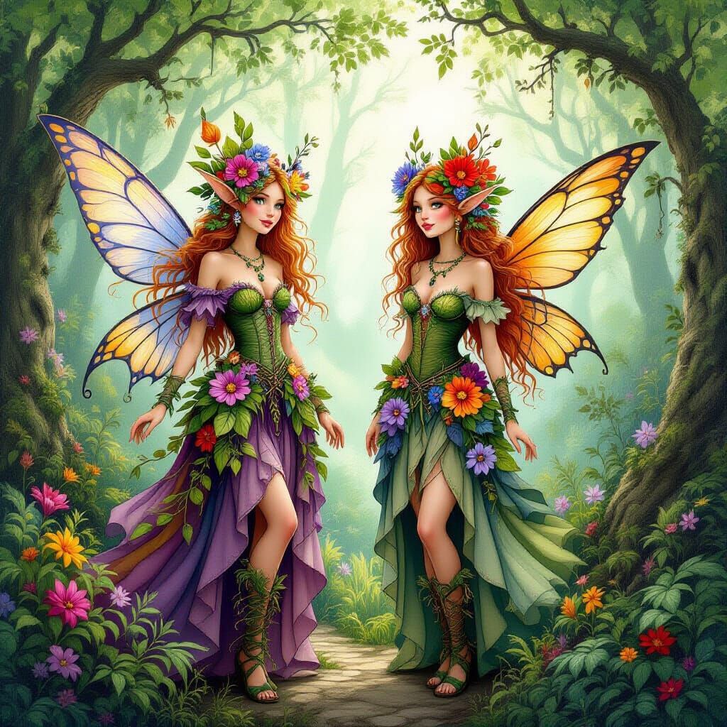 Whimsical Fairies in a Mystical Forest