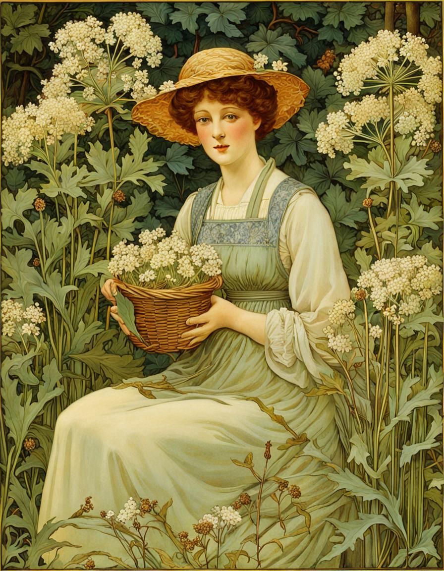 Filipendula Ulmaria in Arts and Crafts Style