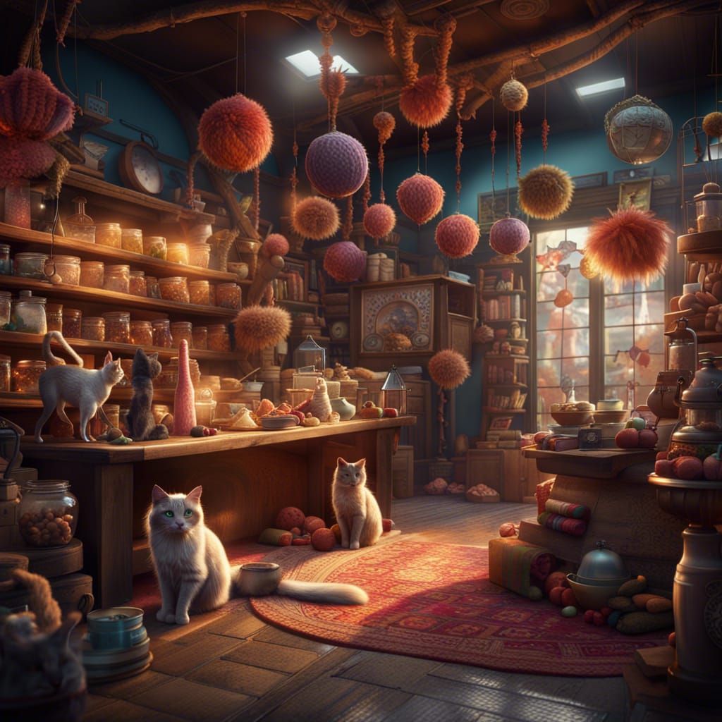 A Fantastical Cat World in Detailed Matte Painting