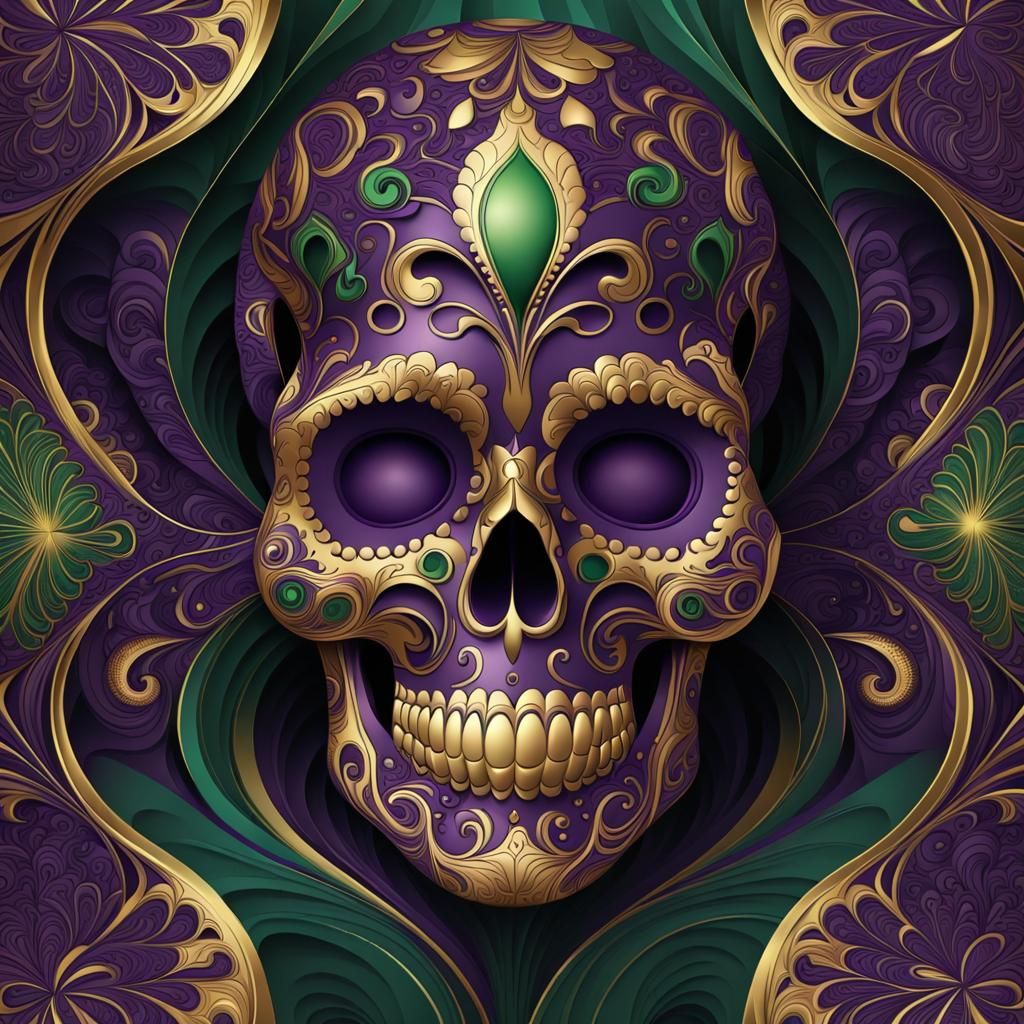Mardi Gras Sugar Skull