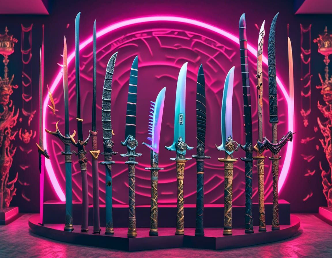 Magical Weaponry Displayed as Fantasy RPG Art