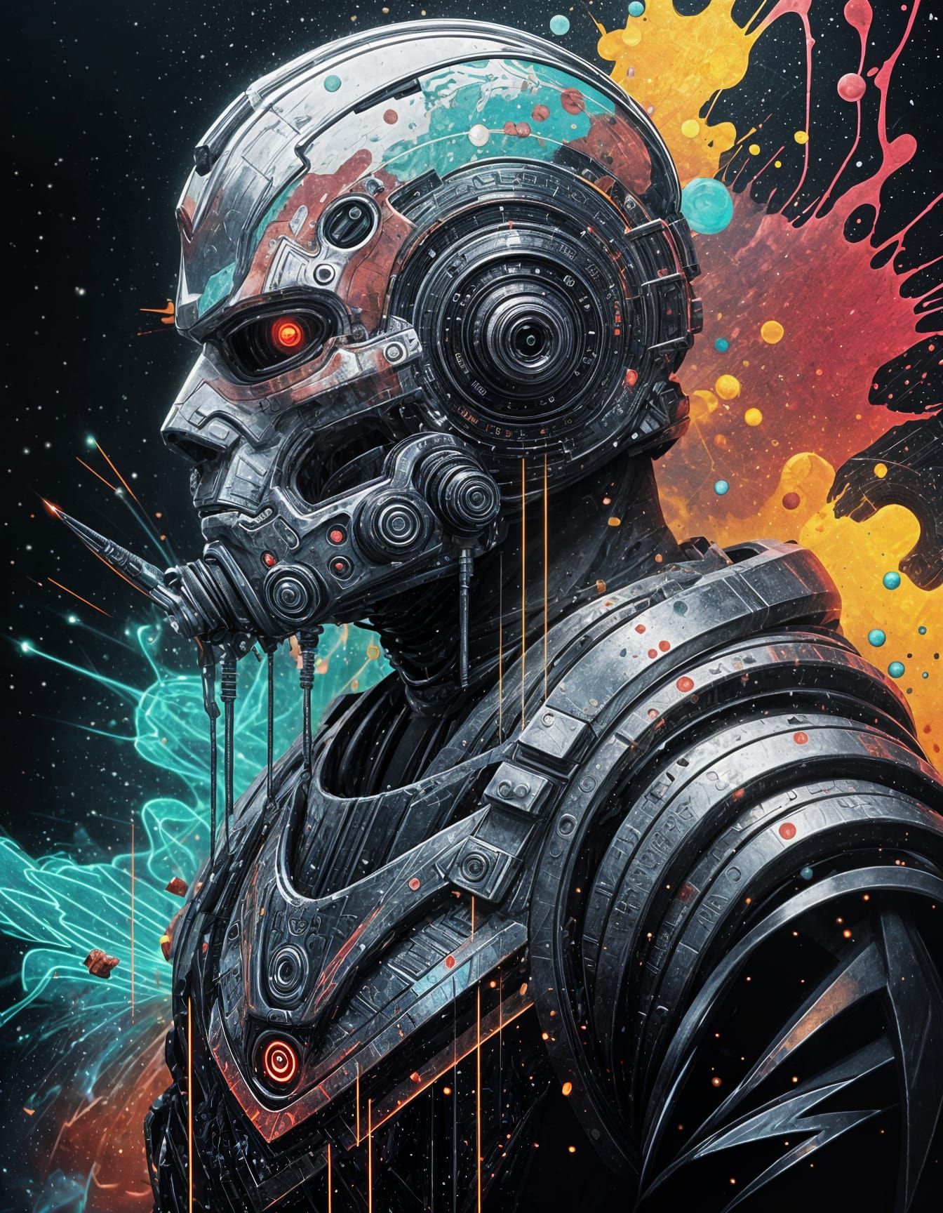 The Beginning of Cosmic Darkness in Vibrant Graffiti Art