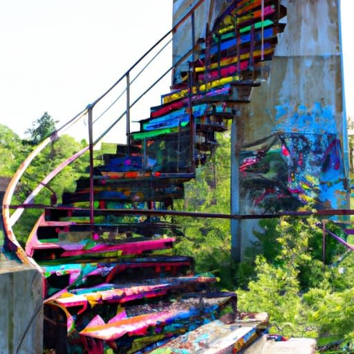 Abandoned Rainbow Staircase: A Study in Decay