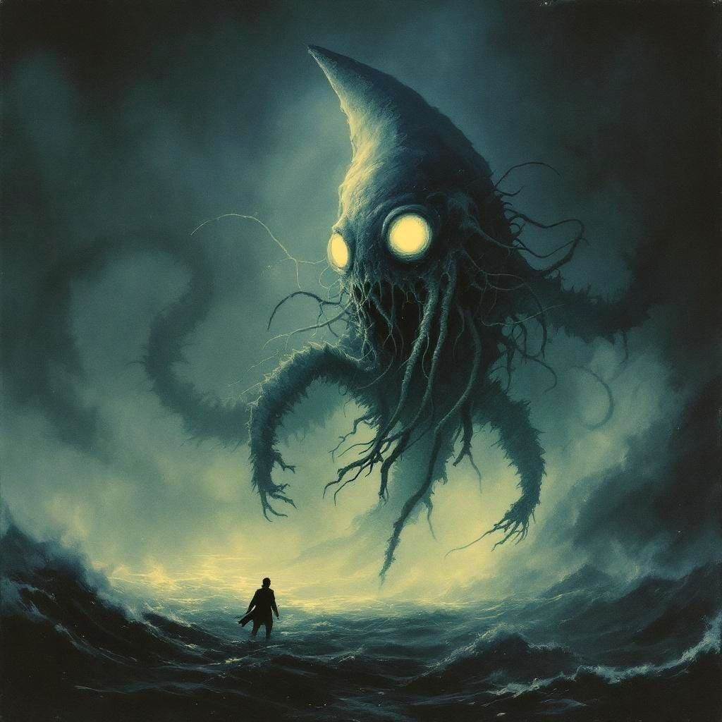 Spectral Jelly-Shark in Moody Nautical Watercolor