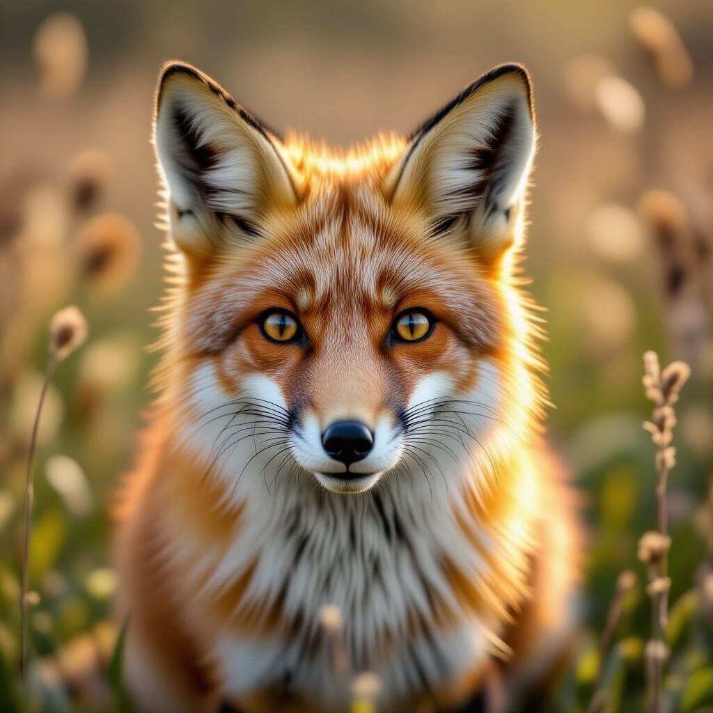 Ultra-Detailed Fox in Meadow, 8K Close-Up