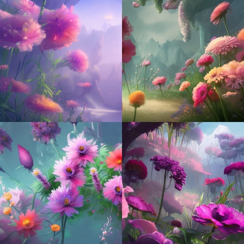 Aesthetic Watercolor Flowers in Detailed Matte Painting