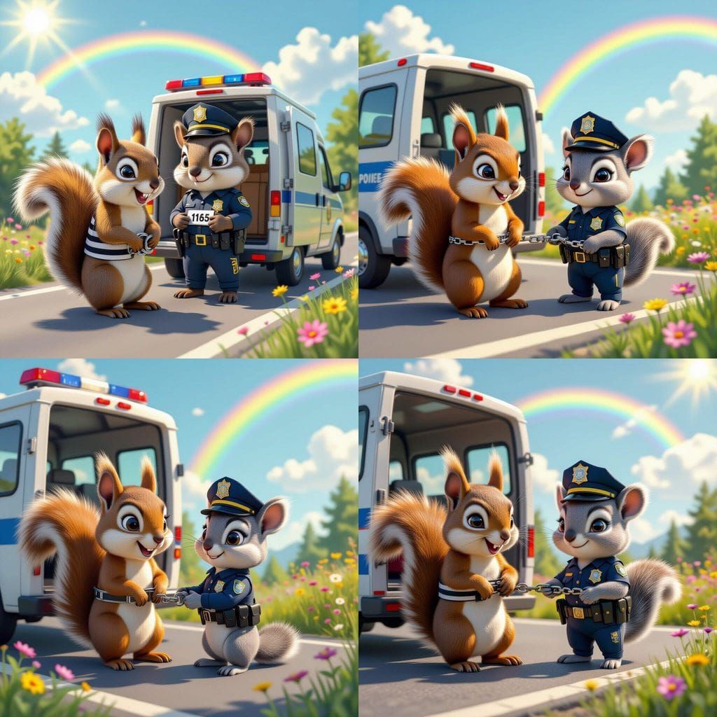 Chibi Koala Cop Arrests Mischievous Squirrel