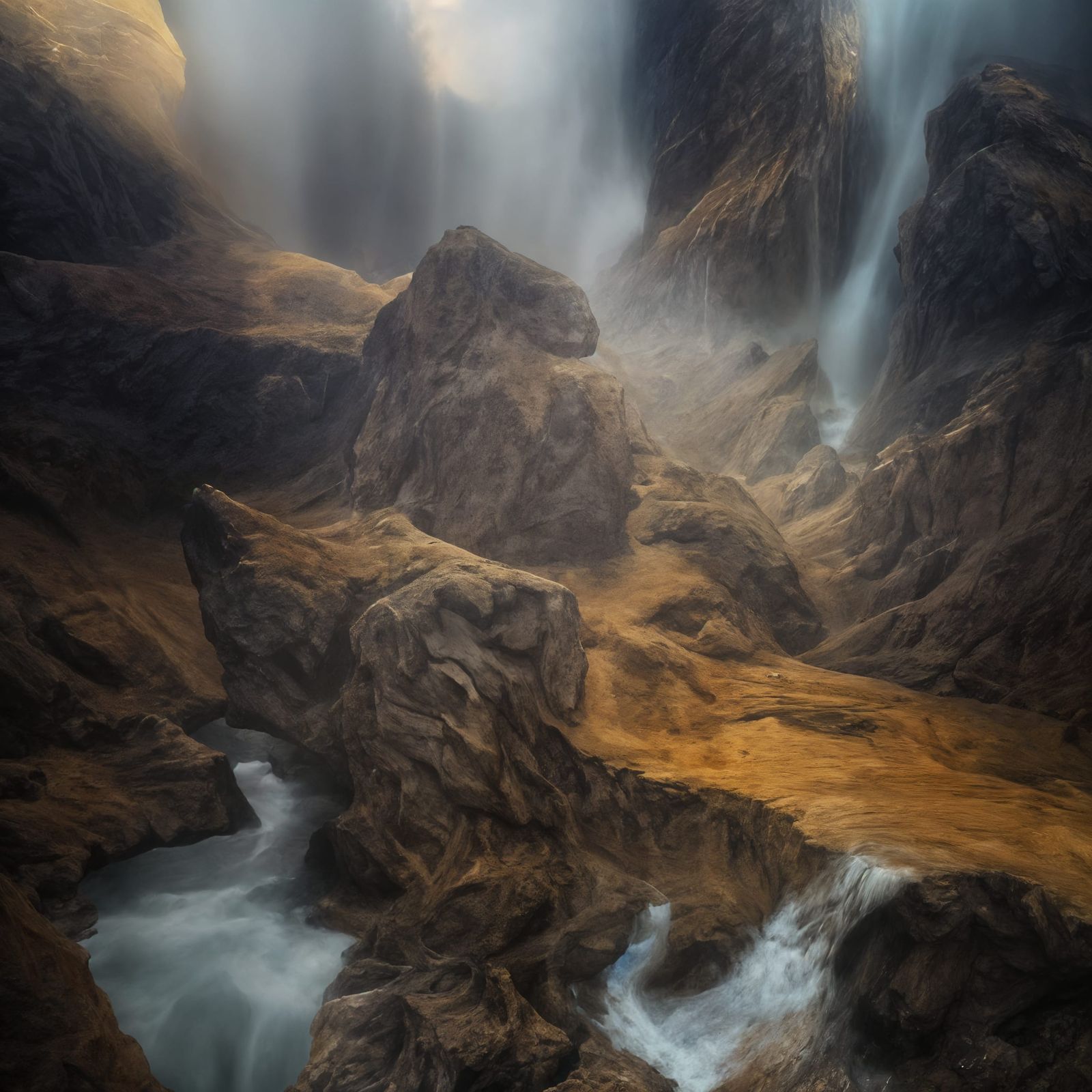 Golden Abstract Cycles: Detailed Matte Painting in Ultrareal...