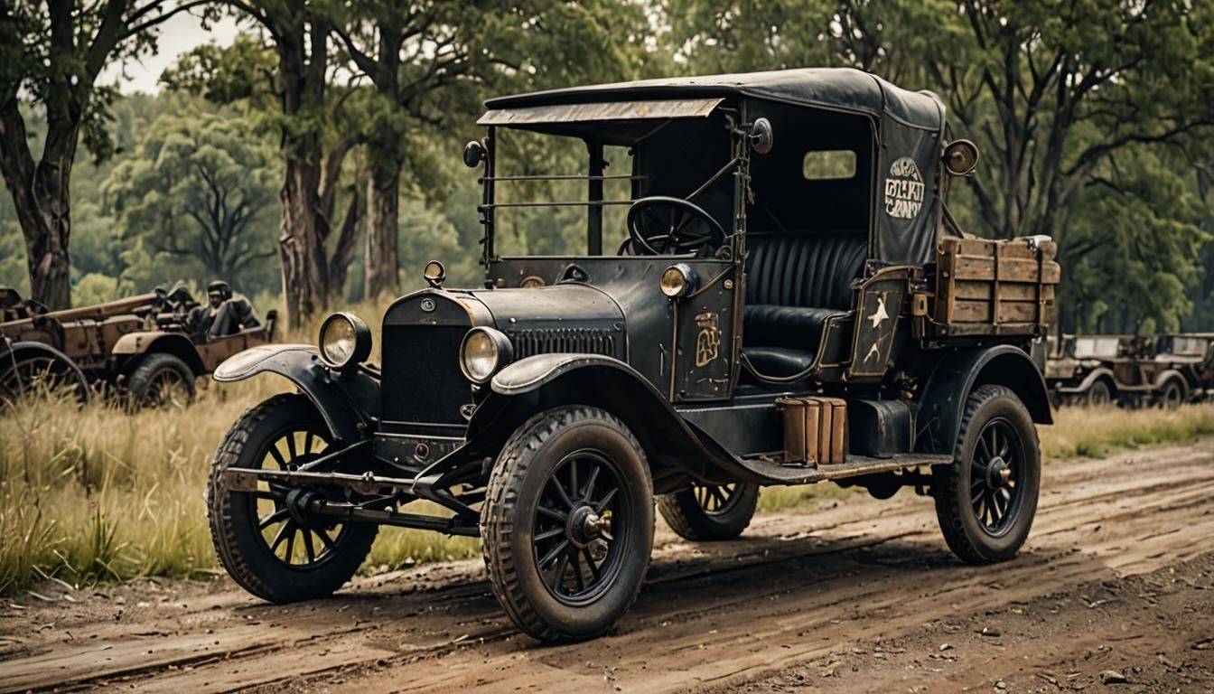 Dieselpunk Armored Ford Model T in WWI Landscape