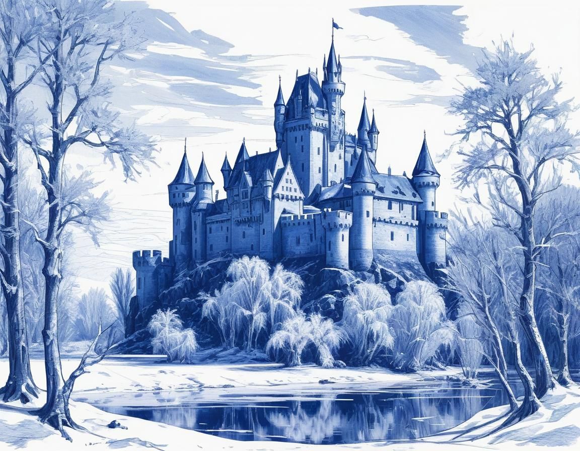 Cobalt Winter: Medieval Castle Sketch