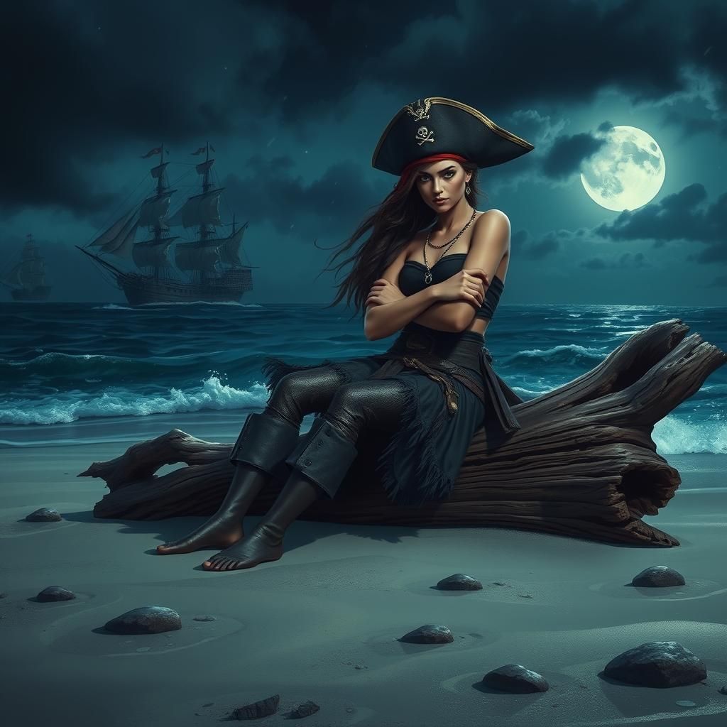 Grumpy Pirate Woman Left Behind on Beach