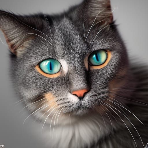 Detailed Digital Painting of Mittens the Cat