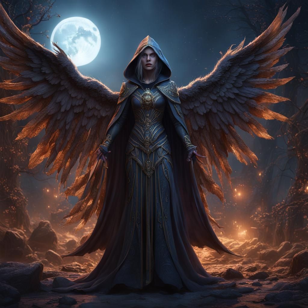 Evil Winged Goddess of the Moon: Fantasy Art