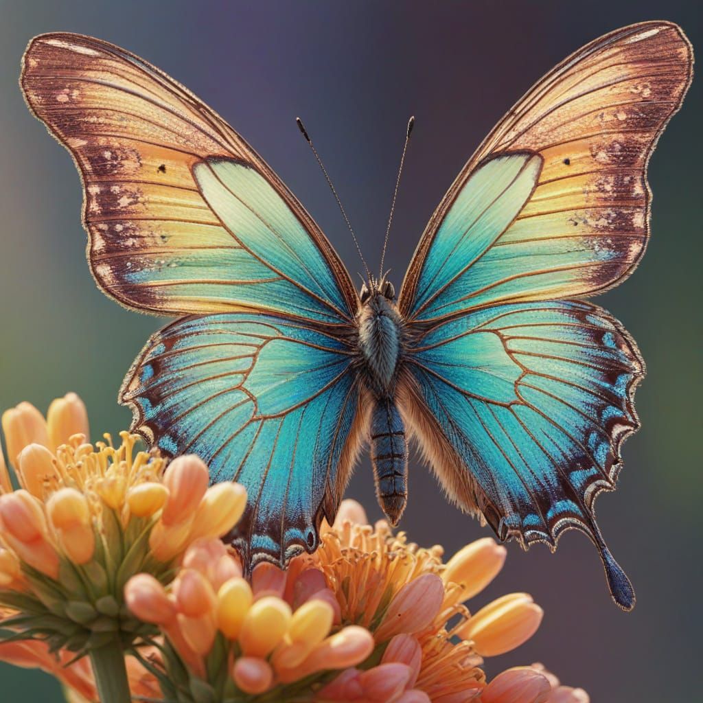 Caterpillar's Joyful Transformation into Butterfly: Digital ...